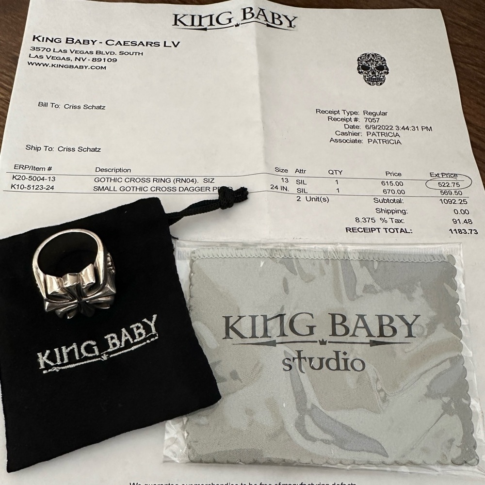 KING BABY GOTHIC CROSS RING